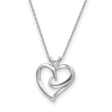 Sterling Silver The Hugging Heart 18in Necklace QSX259 - shirin-diamonds