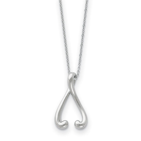 Sterling Silver Polished I Wish You the Best 18in Necklace QSX267 - shirin-diamonds