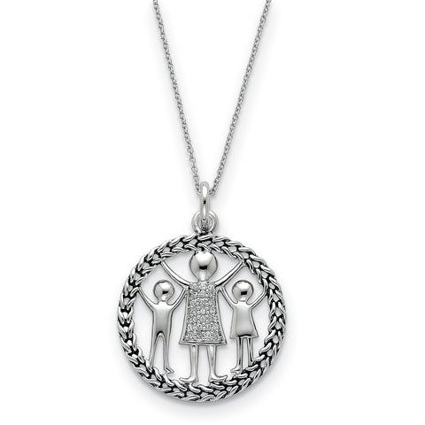 Sterling Silver Antiqued Knitted Together By Love 18in Necklace QSX280 - shirin-diamonds