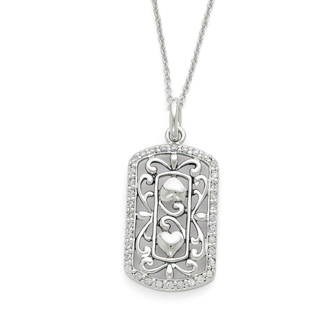 Sterling Silver CZ Thankful For You 18in Necklace QSX309 - shirin-diamonds