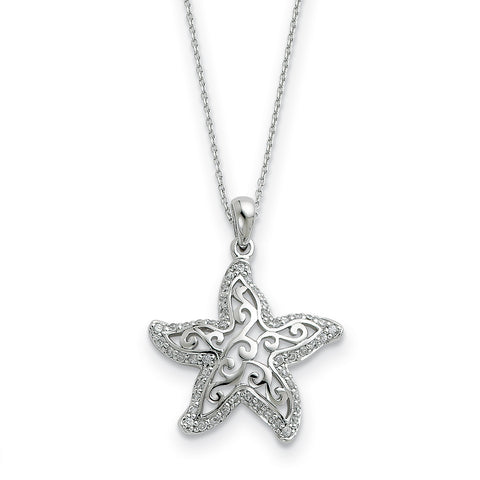 Sterling Silver CZ Make A Difference 18in Necklace QSX318 - shirin-diamonds