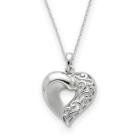 Sterling Silver Close To My Heart 18in Necklace QSX334 - shirin-diamonds