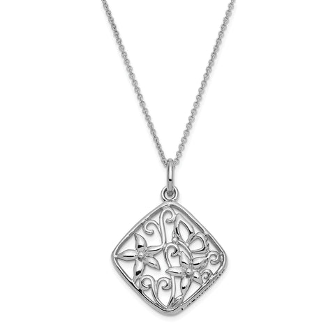 Sterling Silver Antiqued I Appreciate You Mom 18in Necklace QSX400 - shirin-diamonds