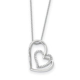 Sterling Silver Antiqued CZ Thank You Grandma 18in Hearts Necklace QSX438 - shirin-diamonds