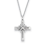 Sterling Silver CZ Steadfast Love 18in Cross Necklace QSX499 - shirin-diamonds