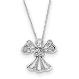 Sterling Silver CZ Angel of Kindness 18in Angel Necklace QSX506 - shirin-diamonds