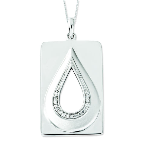 Sterling Silver CZ Antiqued He Will Wipe Away Our Tears 18in Necklace QSX526 - shirin-diamonds