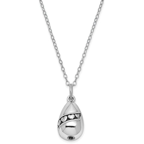 Sterling Silver Antiqued Tear Of Love Ash Holder 18in Necklace QSX531 - shirin-diamonds