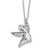 Sterling Silver CZ Antiqued Angel Of Joy 18in. Necklace QSX548 - shirin-diamonds