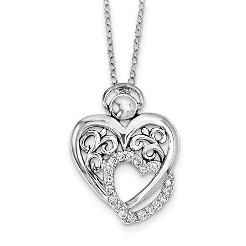 Sterling Silver CZ Angel Of Marriage 18in. Necklace QSX549 - shirin-diamonds