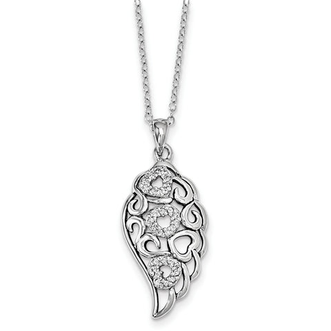 Sterling Silver CZ Wind Beneath My Wings 18in. Necklace QSX560 - shirin-diamonds