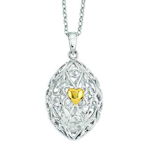 Sterling Silver & Gold-plated Nest Egg of Love 18in. Necklace QSX578 - shirin-diamonds