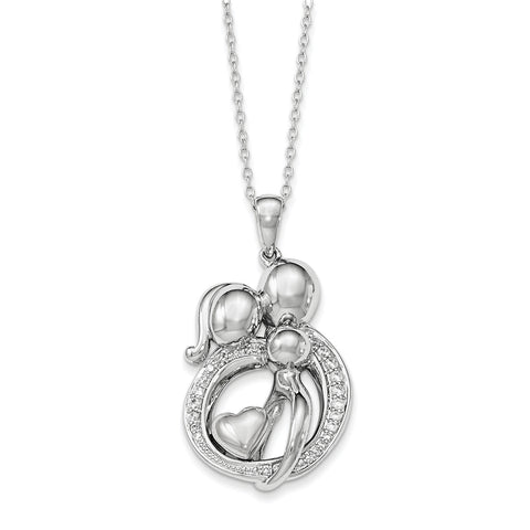 Sterling Silver CZ Family of 3Gathering 18in. Necklace QSX587 - shirin-diamonds