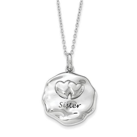 Sterling Silver Antiqued For You My Sister 18in. Necklace QSX597 - shirin-diamonds
