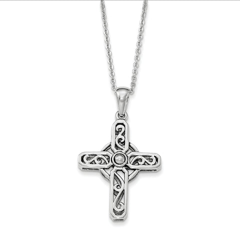 Sterling Silver Prayer Cross 18in. Necklace QSX605 - shirin-diamonds