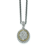 Sterling Silver w/14k Antiqued Diamond Necklace QTC1036 - shirin-diamonds