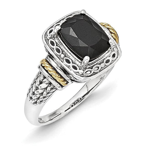 Sterling Silver w/14k Onyx Ring - shirin-diamonds