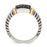 Sterling Silver w/14k Antiqued Black Diamond Ring