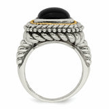 Sterling Silver w/14k Cabochon Onyx Ring