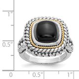 Sterling Silver w/14k Cabochon Onyx Ring