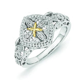 Sterling Silver w/14ky Diamond Ring - shirin-diamonds