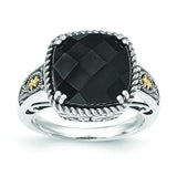 Sterling Silver w/14k Onyx Ring - shirin-diamonds