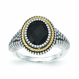 Sterling Silver w/14k Black Onyx Ring - shirin-diamonds