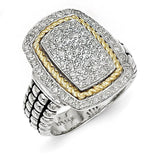 Sterling Silver w/14ky Diamond Ring QTC120 - shirin-diamonds
