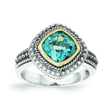 Sterling Silver w/14k London Blue Topaz Ring - shirin-diamonds