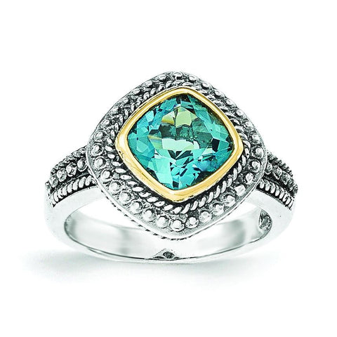 Sterling Silver w/14k London Blue Topaz Ring - shirin-diamonds