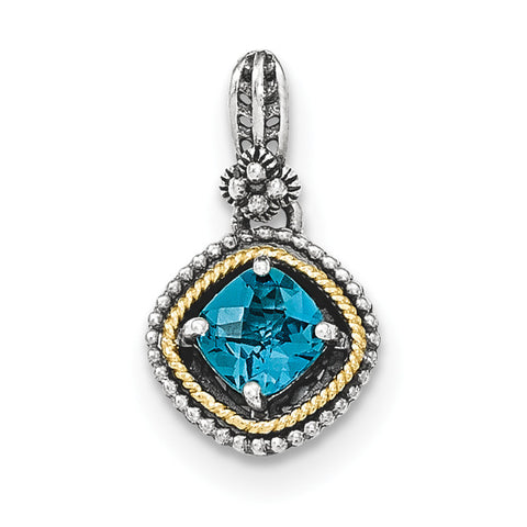 Sterling Silver w/14k London Blue Topaz Post Earrings QTC1384 - shirin-diamonds