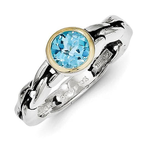 Sterling Silver w/14k Sky Blue Topaz Ring - shirin-diamonds