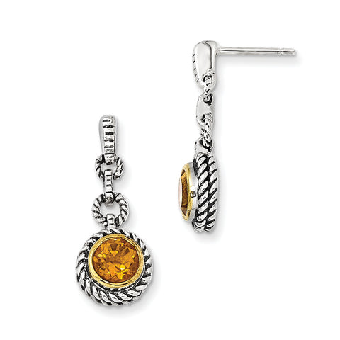 Sterling Silver w/Gold-tone Flash Gold-plated Citrine Earrings QTC28 - shirin-diamonds