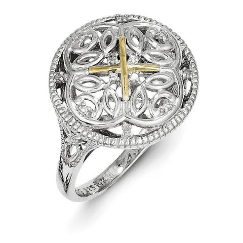 Sterling Silver w/14k Diamond Vintage Ring - shirin-diamonds