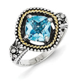 Sterling Silver w/14k Swiss Blue Topaz Ring - shirin-diamonds