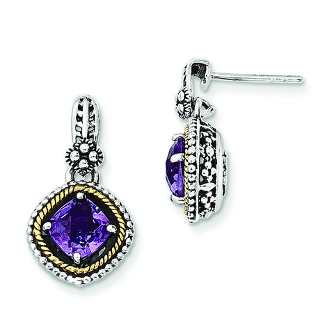 Sterling Silver w/14k Amethyst Earrings QTC362 - shirin-diamonds