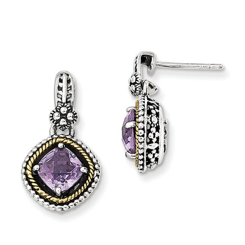 Sterling Silver w/14k Pink Quartz Earrings QTC367 - shirin-diamonds
