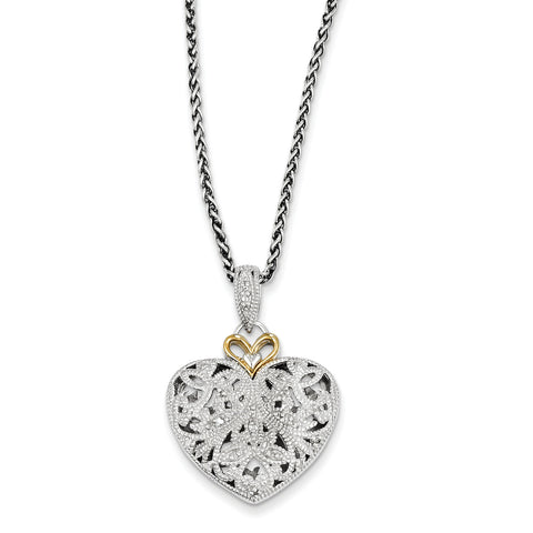 Sterling Silver w/14k Diamond Vintage Necklace QTC510 - shirin-diamonds