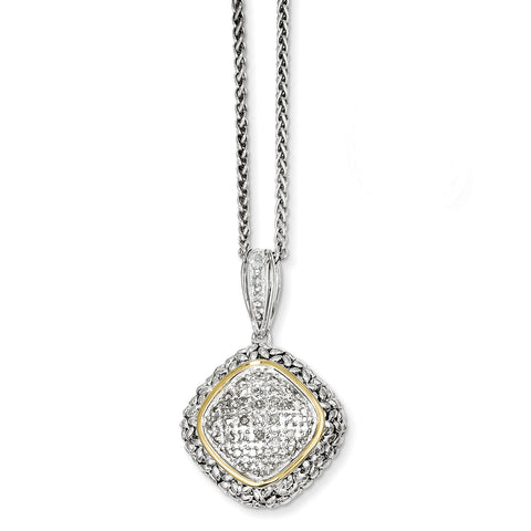Sterling Silver w/14k 1/10ct. Diamond 18in Necklace QTC546 - shirin-diamonds