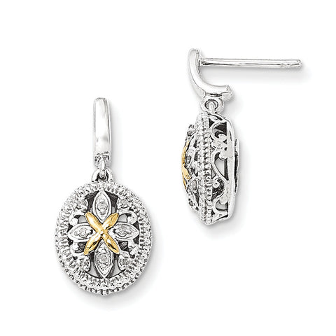 Sterling Silver w/14k Diamond Earrings QTC645 - shirin-diamonds