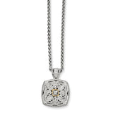 Sterling Silver w/14k Diamond Necklace QTC652 - shirin-diamonds
