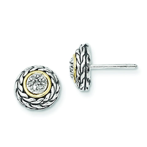 Sterling Silver w/14k Diamond Earrings QTC654 - shirin-diamonds