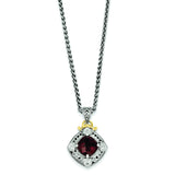 Sterling Silver w/14k Diamond & Garnet Necklace QTC669 - shirin-diamonds