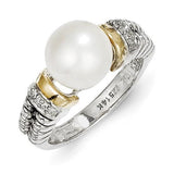 Sterling Silver w/14k Diamond & FW Cultured Pearl Ring - shirin-diamonds