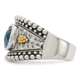 Sterling Silver w/14k Blue Topaz Ring