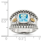 Sterling Silver w/14k Blue Topaz Ring