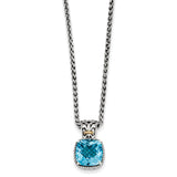 Sterling Silver w/14k Blue Topaz Necklace QTC782 - shirin-diamonds