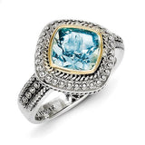 Sterling Silver w/14k Blue Topaz Ring - shirin-diamonds