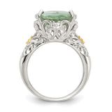 Sterling Silver w/14k Green Quartz Ring