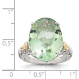 Sterling Silver w/14k Green Quartz Ring